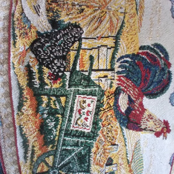 Vintage Farmhouse Chic,Chicken,Rooster Jacquard Table Runner Xlong - Picture 3 of 7